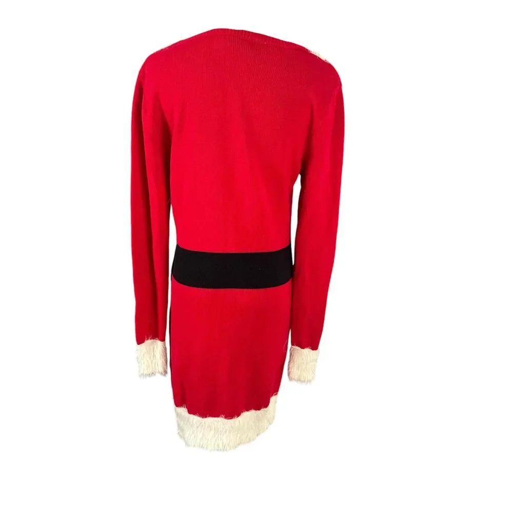 Sweater Project Red Santa Knit Sweater Dress Large Santacon Holiday Christmas - Picture 9 of 14